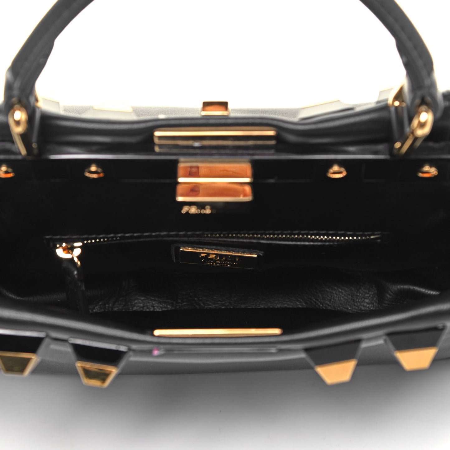 Nappa Studded Mini Peekaboo Iconic Satchel Black