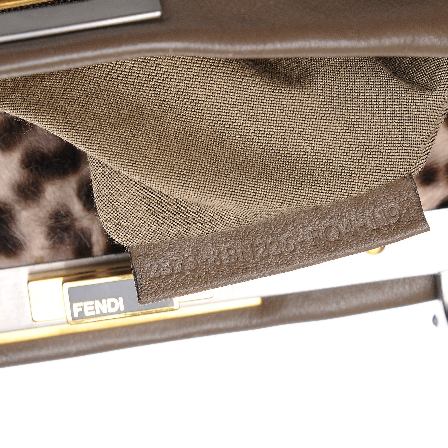 Fendi Goatskin Calf Hair Leopard Print Medium Peekaboo Iconic Satchel Taupe 7 of 11