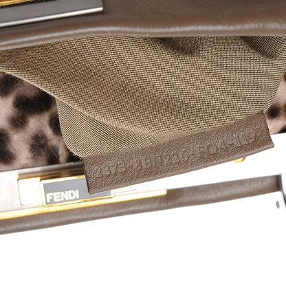Fendi Goatskin Calf Hair Leopard Print Medium Peekaboo Iconic Satchel Taupe 7 of 11