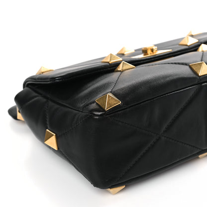 Valentino Garavani Nappa Large Roman Stud Shoulder Bag Black 7 of 8