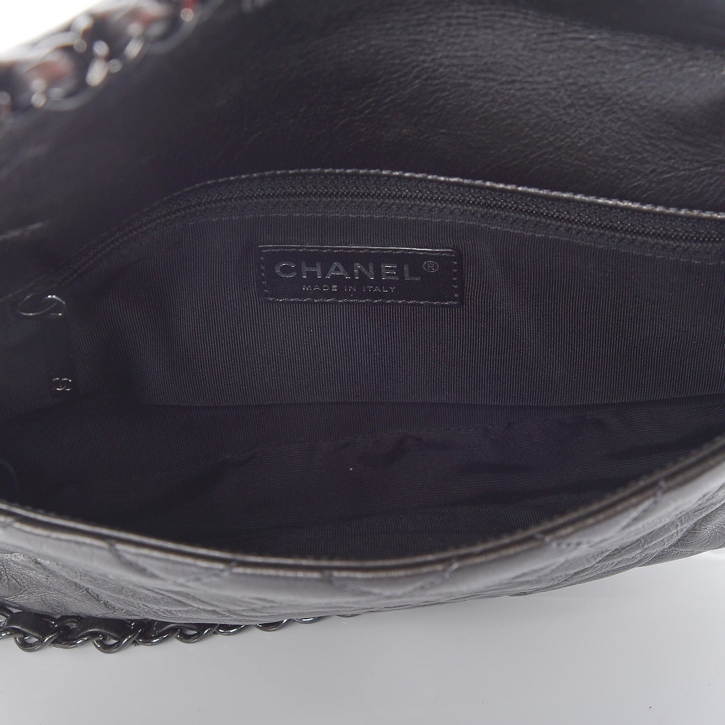 Metallic Aged Calfskin Quilted Small Chain Me Flap Black