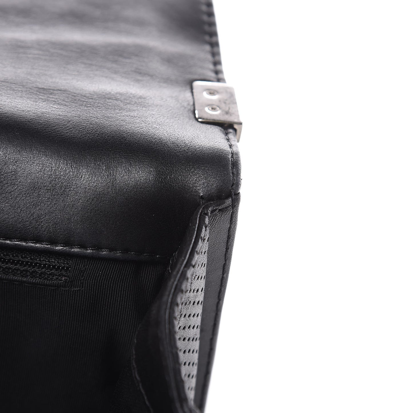 Perforated Lambskin Quilted New Medium Boy Flap Black