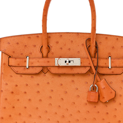 Hermes Ostrich Birkin 30 Orange 8 of 13