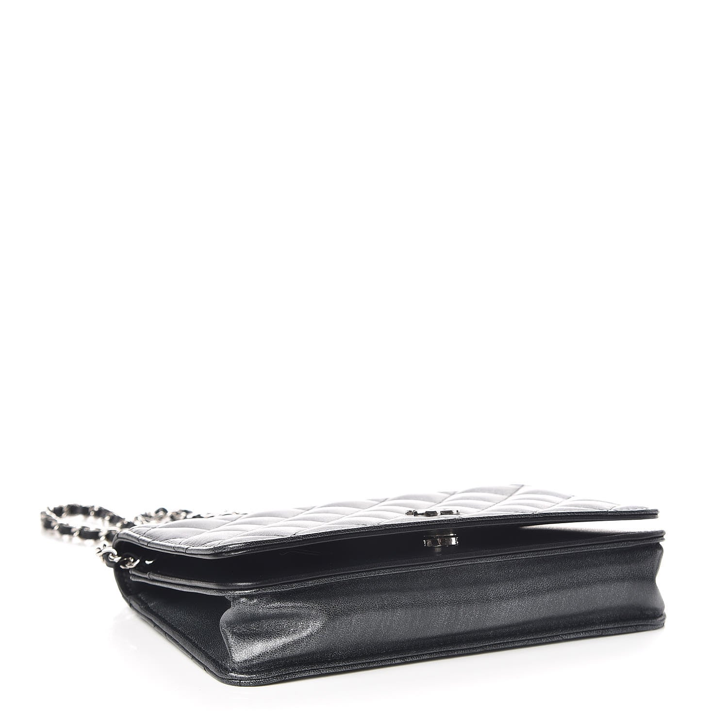 Chanel Metallic Goatskin Wallet On Chain WOC Dark Grey 4 of 10