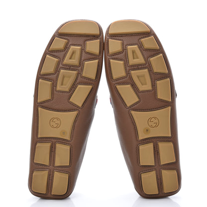 Gucci Calfskin Mens Web Sylvie Web Buckle Driver Loafers 11 Brown 5 of 9