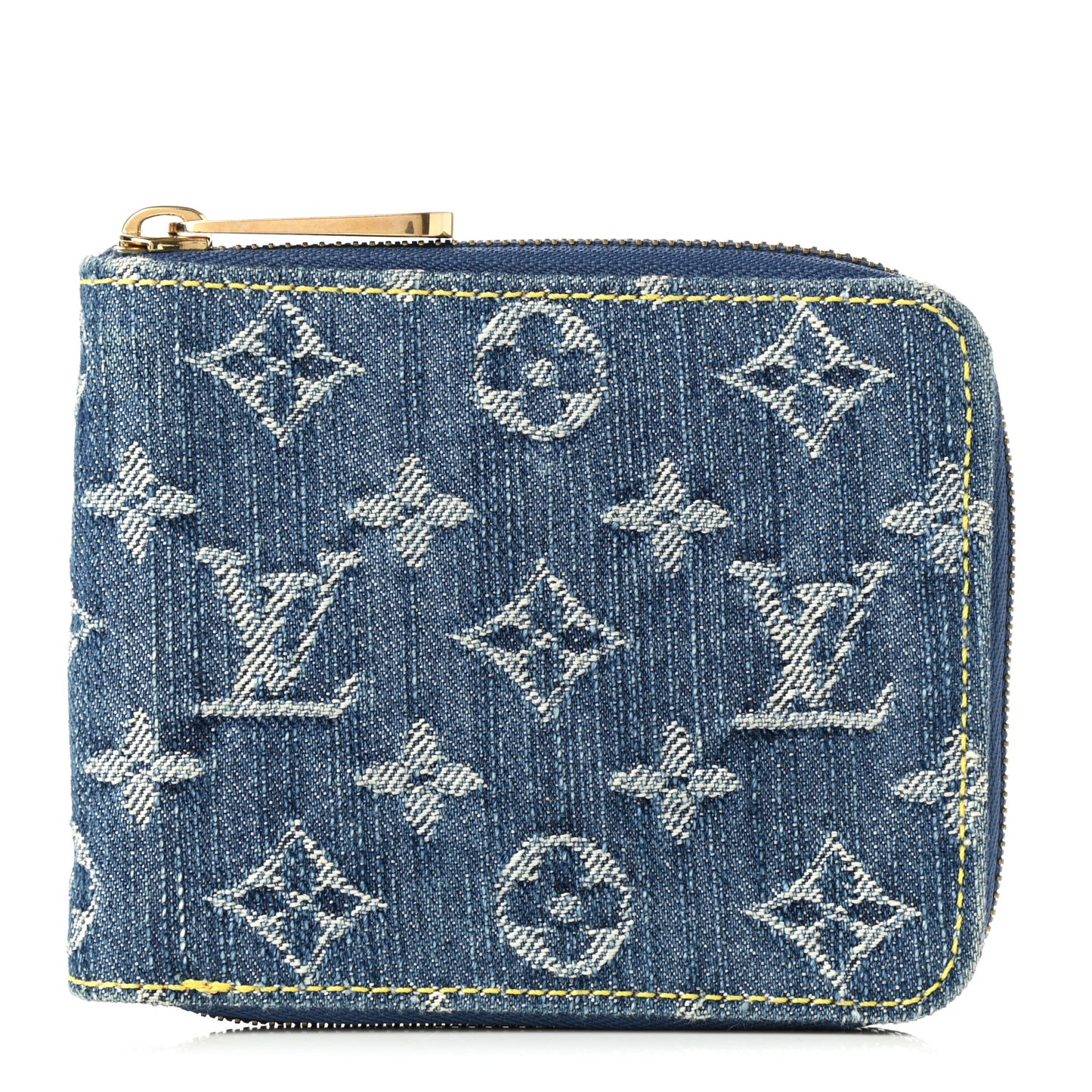 Denim Zip Compact Wallet Blue
