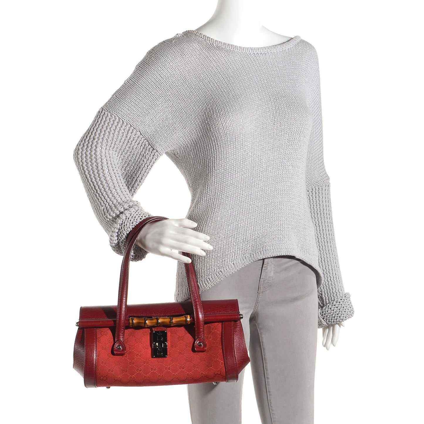 Monogram Bamboo Bullet Satchel Red