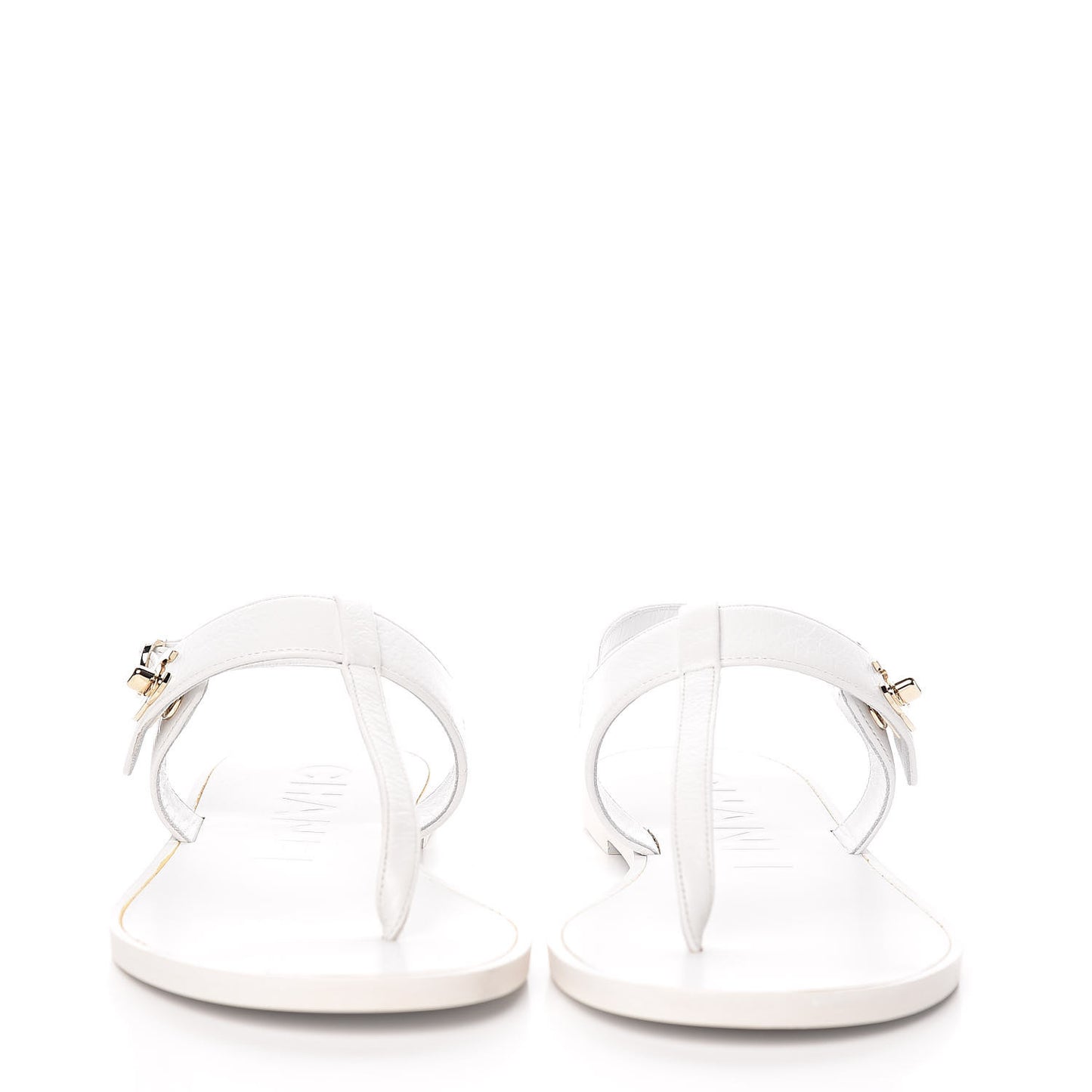 Lambskin CC Thong Sandals 36.5 White