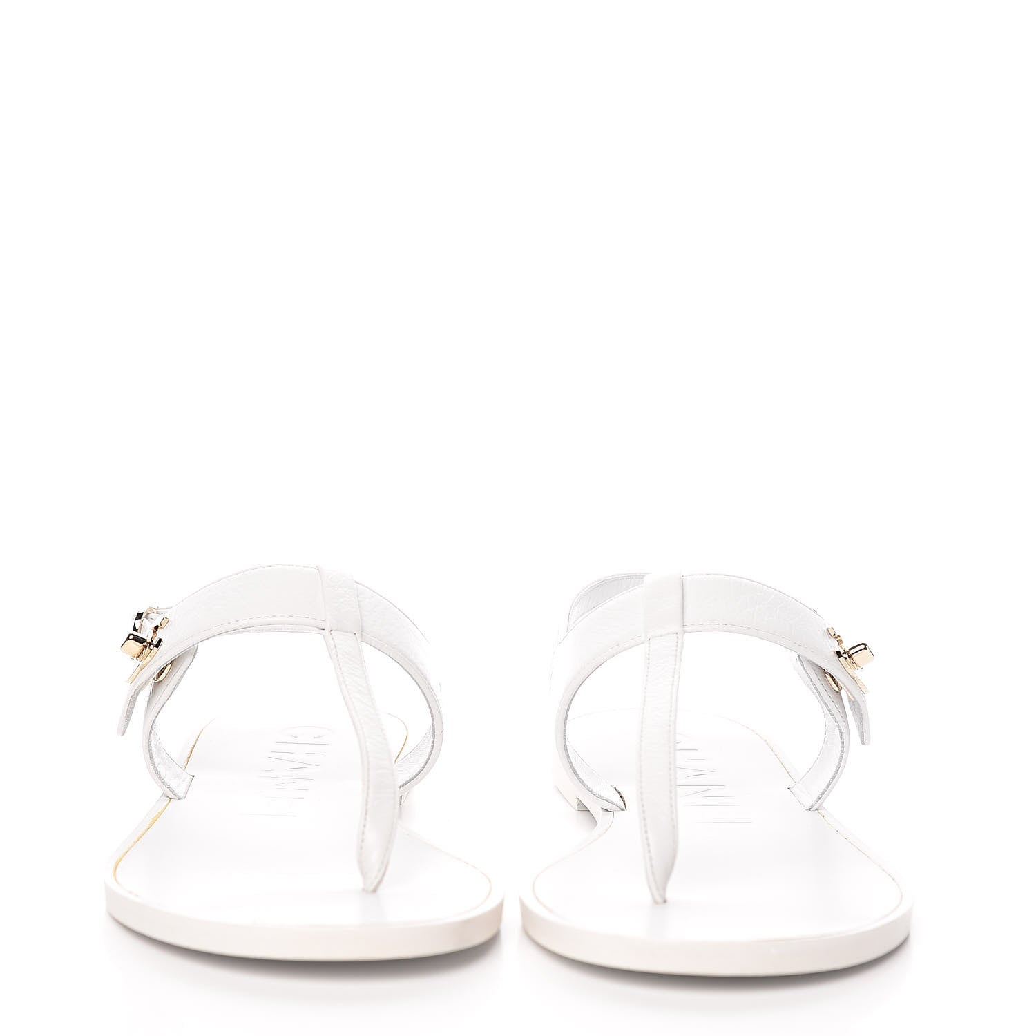 Chanel Lambskin CC Thong Sandals 36.5 White 2 of 11