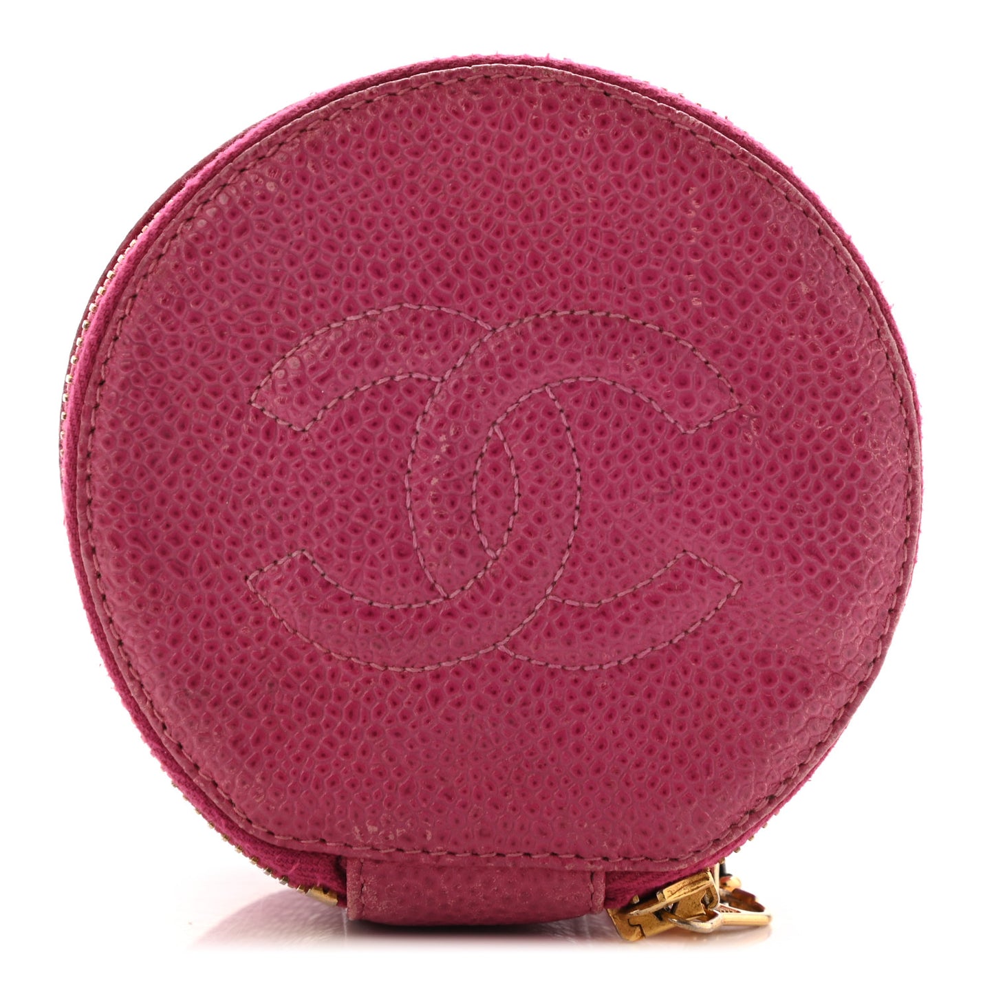 Caviar Round Jewelry Travel Case Pink