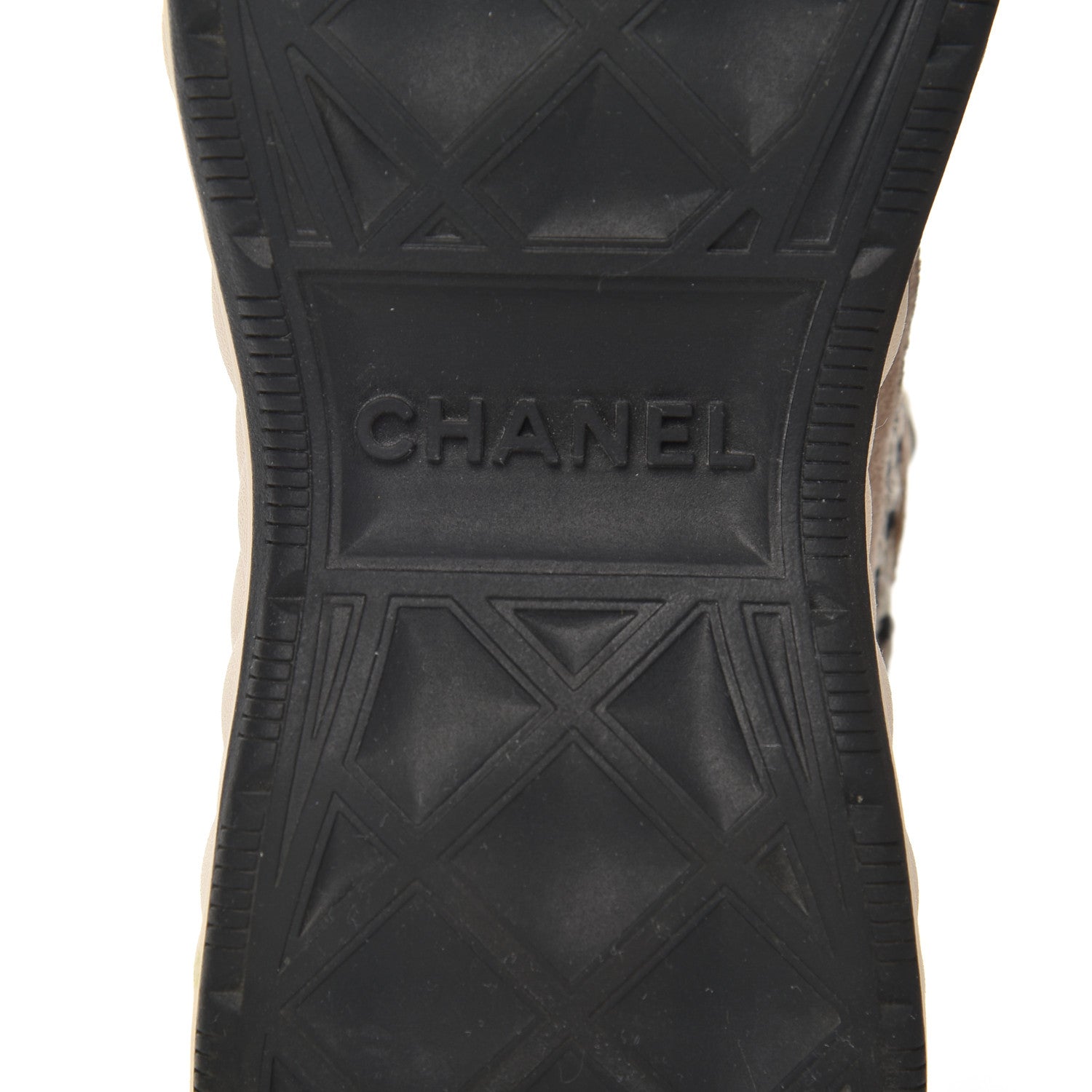 Chanel Suede Calfskin Embroidered CC Sneakers 38 Beige Black 7 of 18