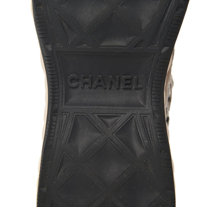 Chanel Suede Calfskin Embroidered CC Sneakers 38 Beige Black 7 of 18