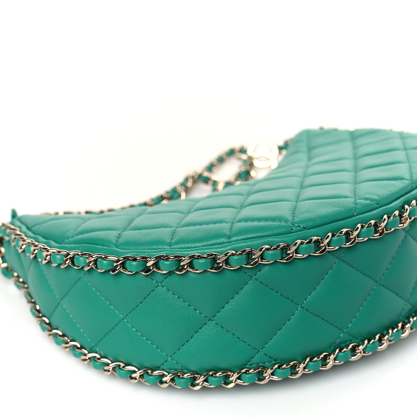 Lambskin Quilted Small Hobo Bag Green