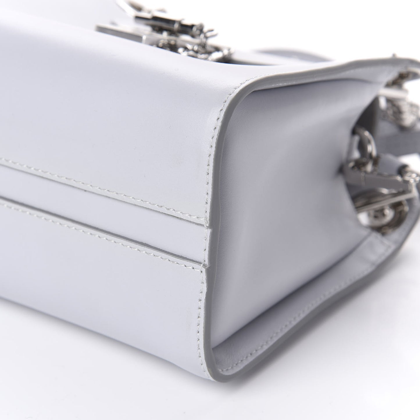 Shiny Calfskin Mini Annie Shoulder Bag Airy Grey