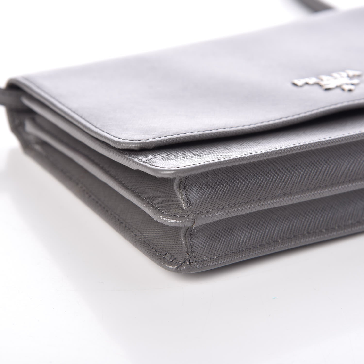 Prada Saffiano Metal Flap Wallet With Strap Marmo 9 of 11