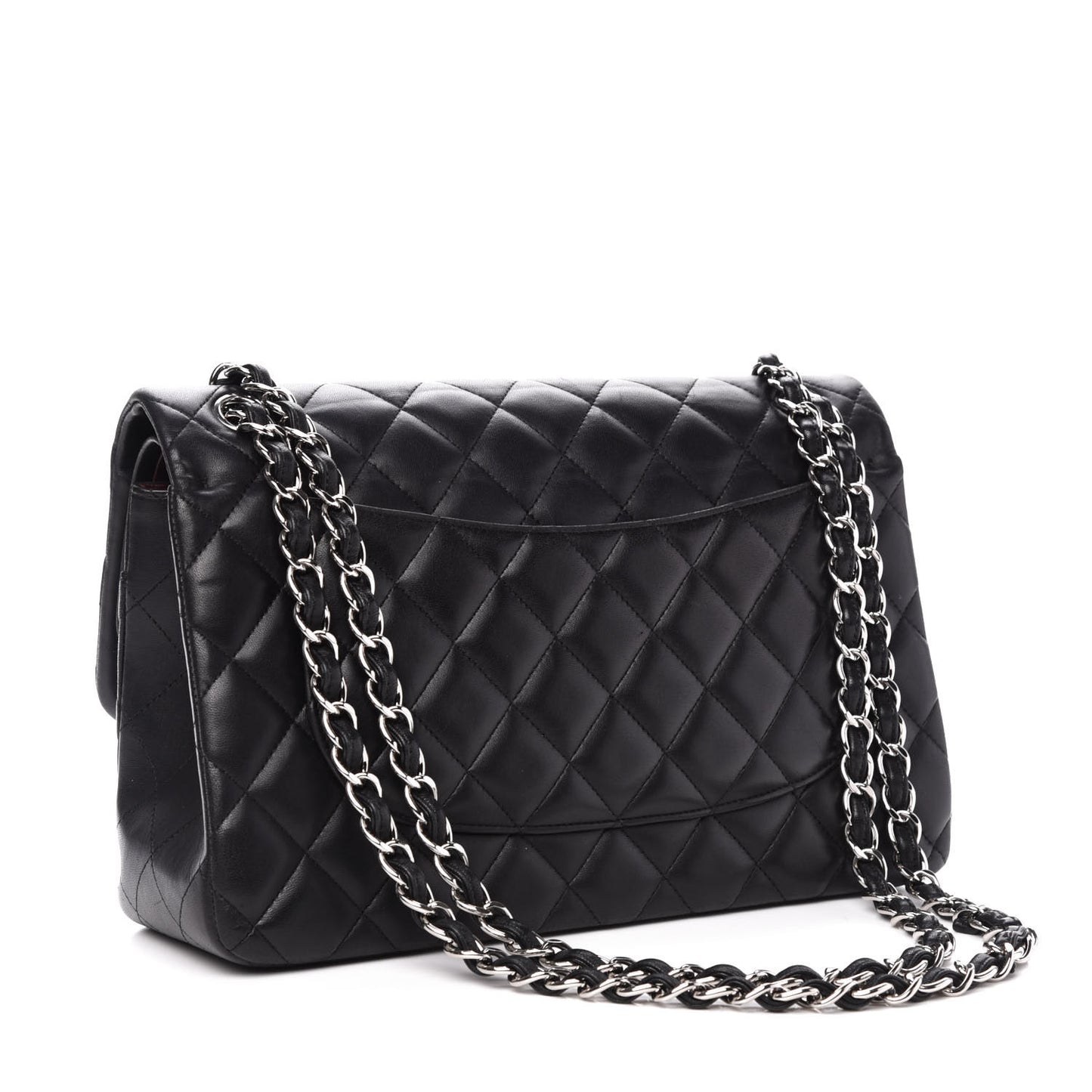 Lambskin Quilted Jumbo Double Flap Black