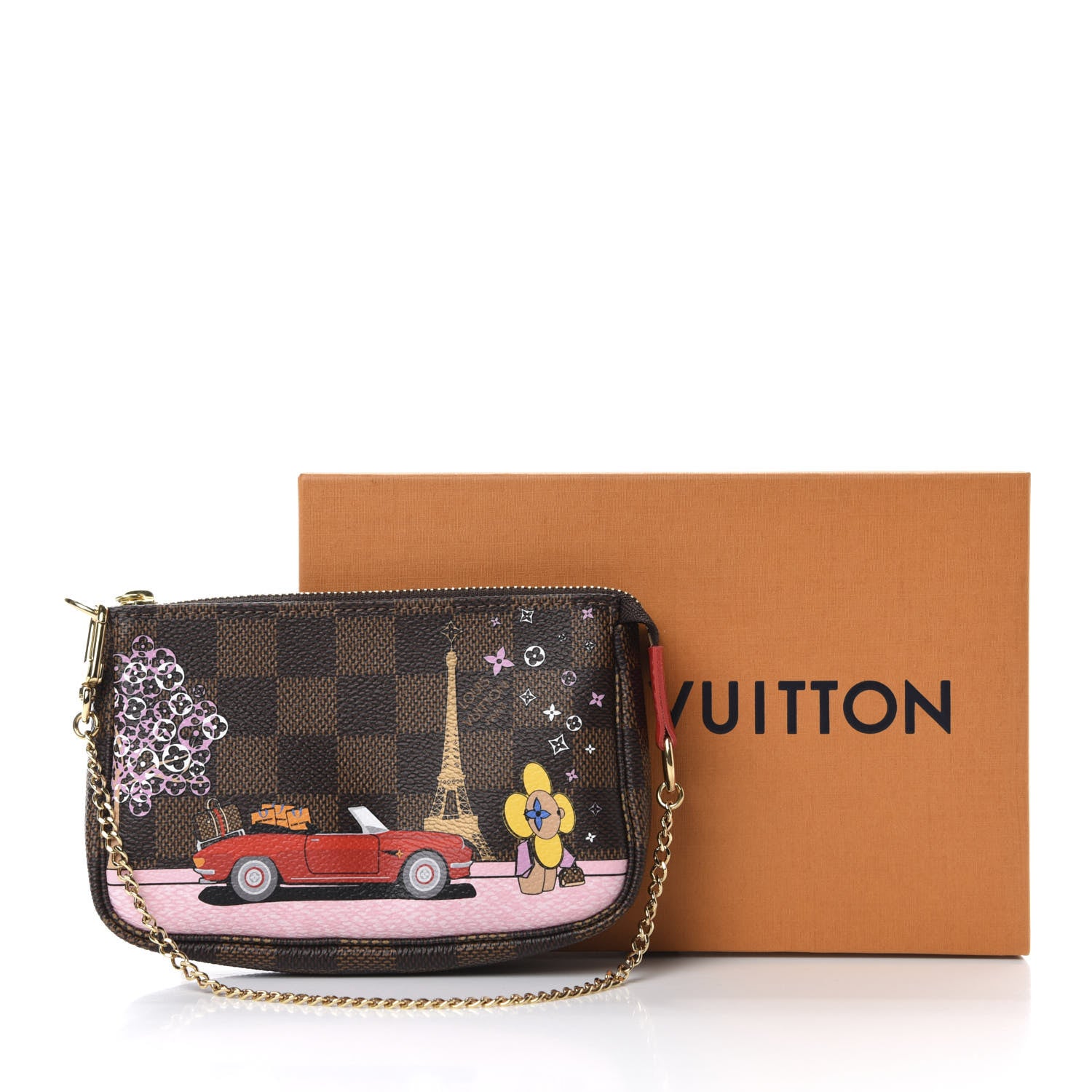Louis Vuitton Damier Ebene 2019 Christmas Animation Mini Pochette Accessories Red 8 of 8