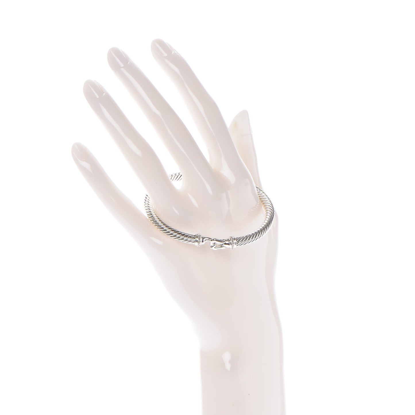 Sterling Silver Diamond 5mm Cable Buckle Bracelet