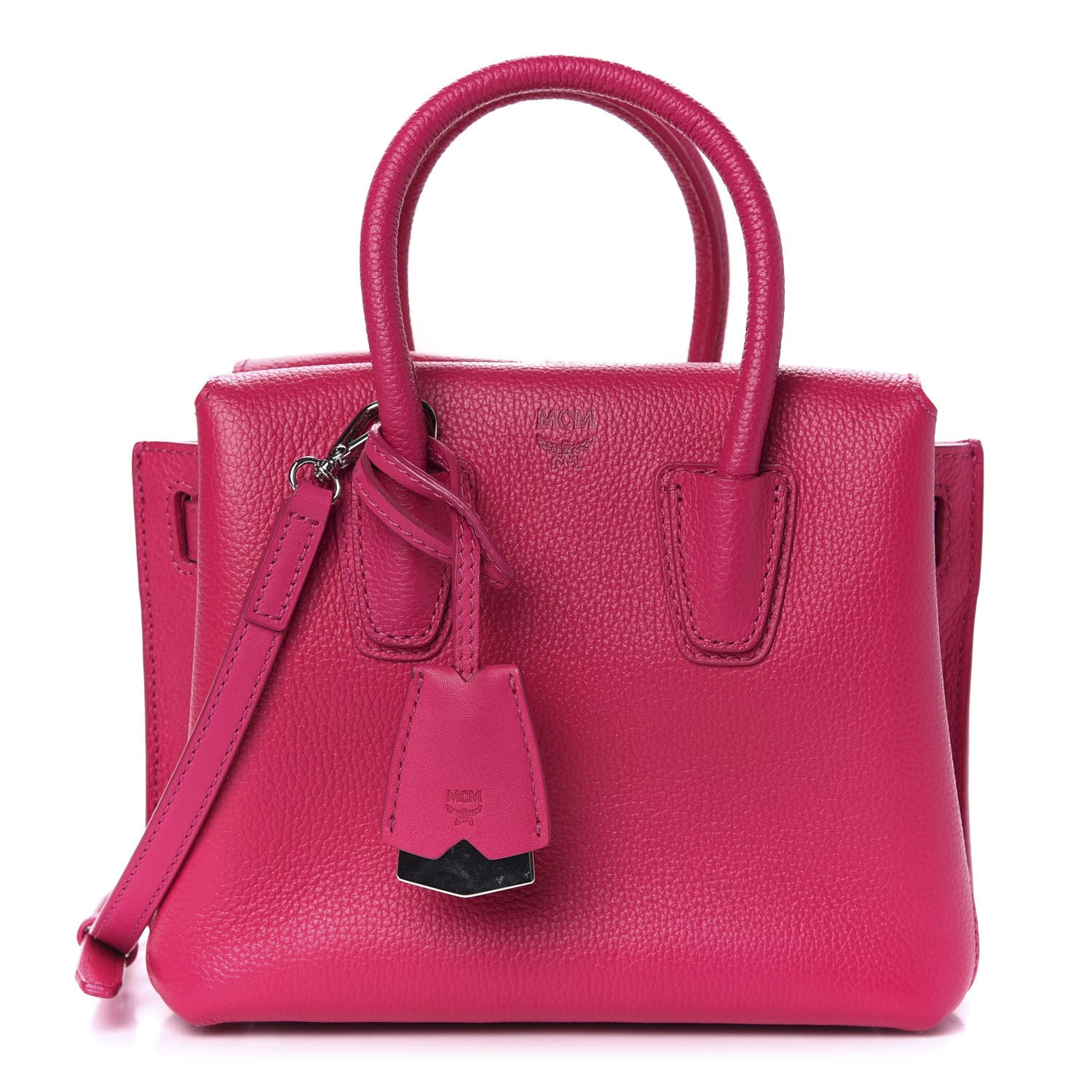 MCM Grained Calfskin Mini Milla Tote Beetroot Pink 1 of 9