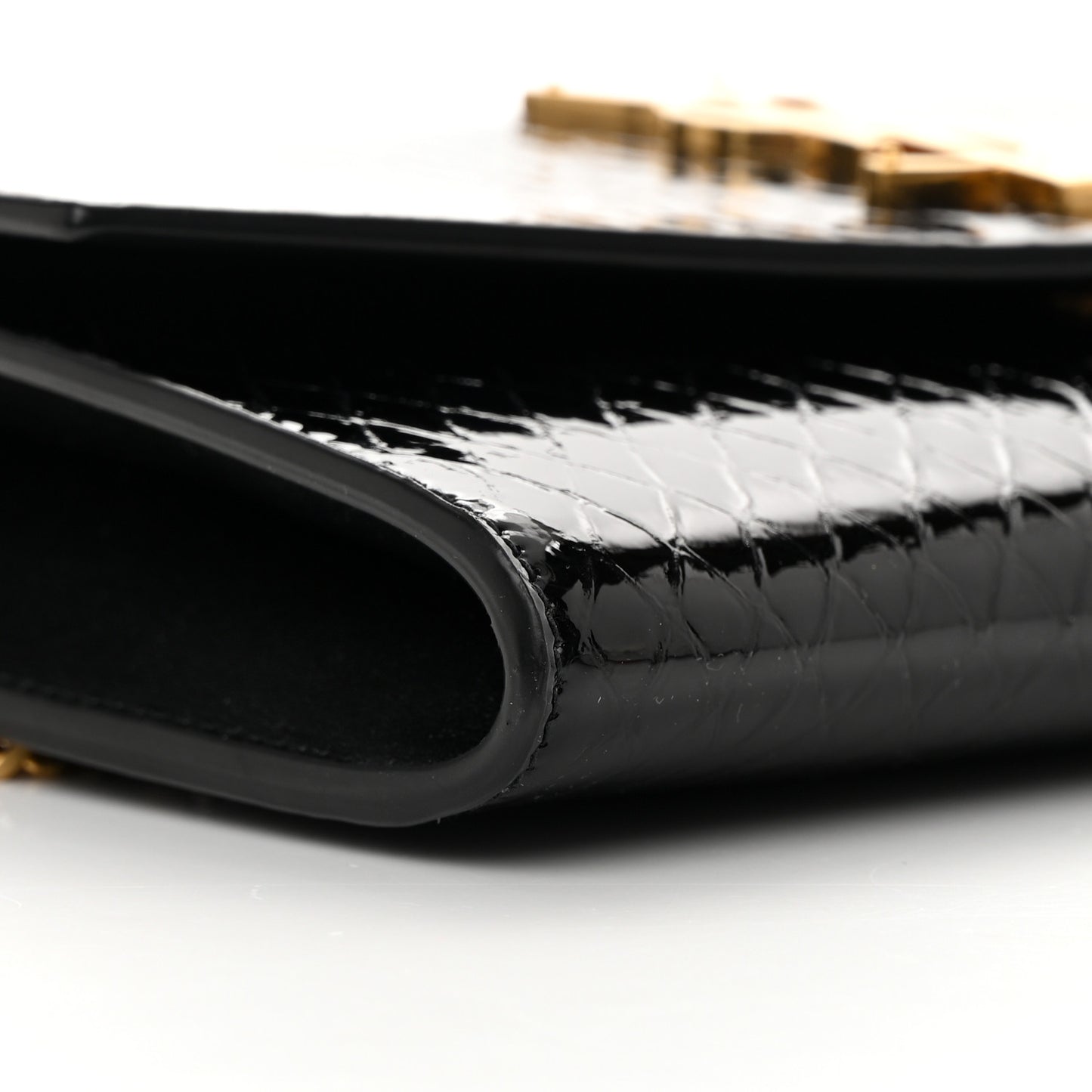 Calfskin Python Embossed Monogram Uptown Chain Wallet Black