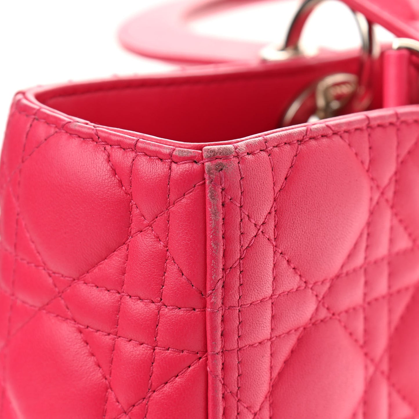 Lambskin Cannage Large Lady Dior Fuchsia