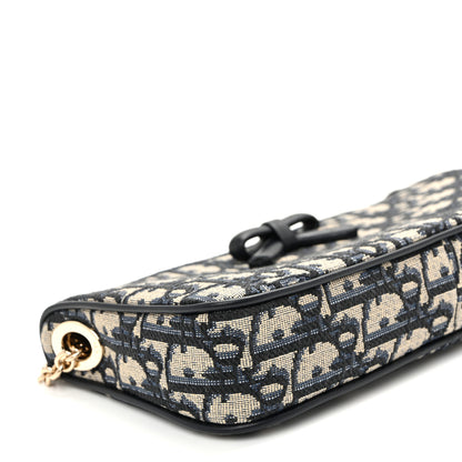 Christian Dior Oblique Bow Pouch With Chain Blue 9 of 11