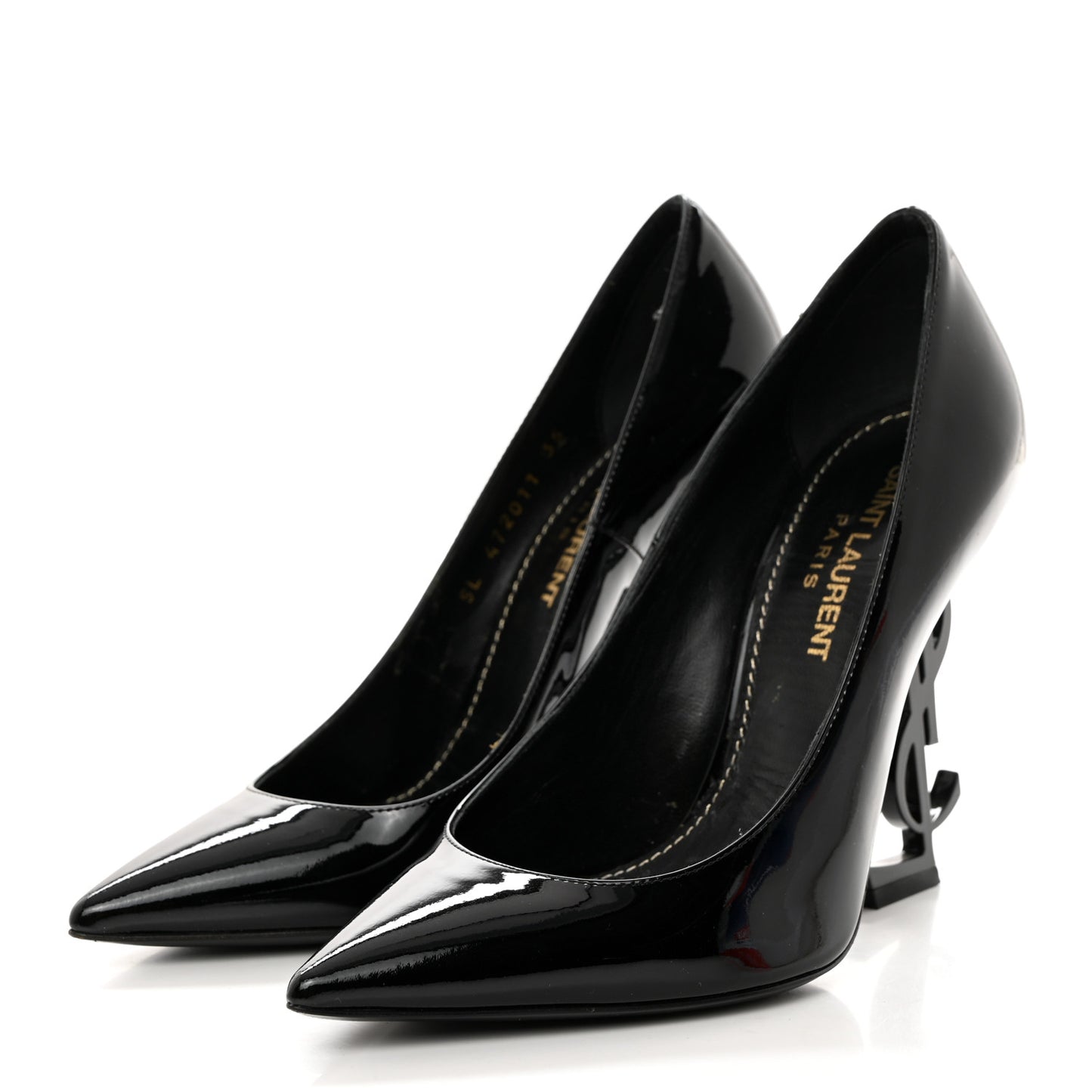 SAINT LAURENT Patent Calfskin Opyum 110 Sandals 35 Black