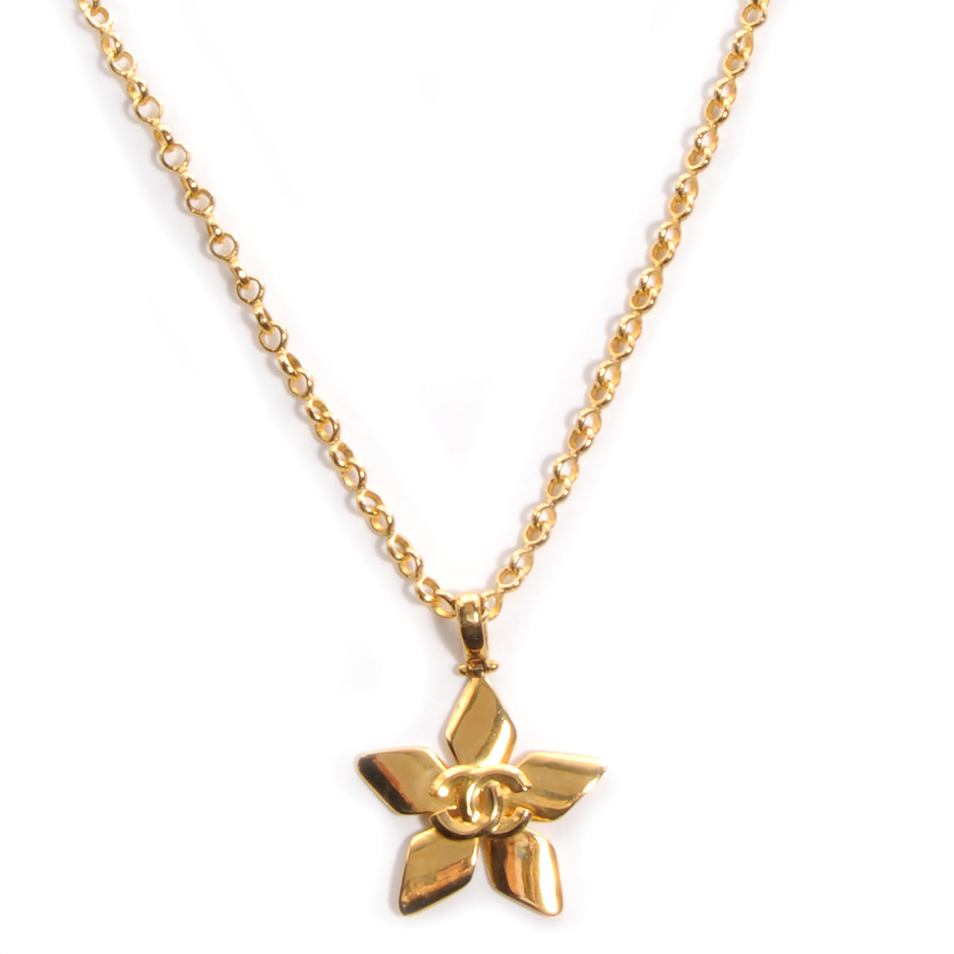 CC Star Pendant Long Necklace Gold