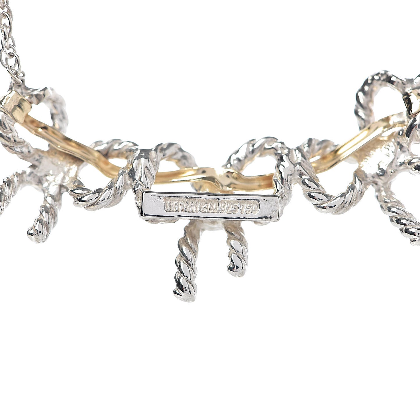 Sterling Silver 18K Yellow Gold Triple Bow Pendant Necklace