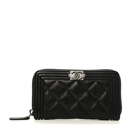 Chanel Caviar Quilted Small Boy Zip Around Wallet Black 1 of 8