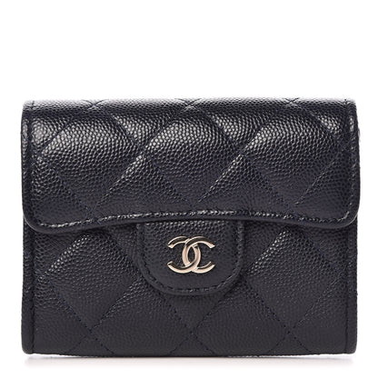 Chanel Caviar Quilted Flap Card Holder Wallet Navy 1 of 9