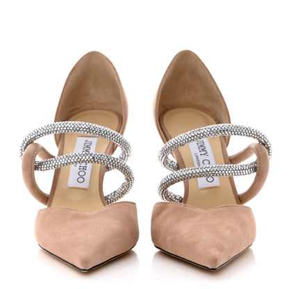 Jimmy Choo Suede Crystal Luis 90 Pumps 37 Tan 2 of 7