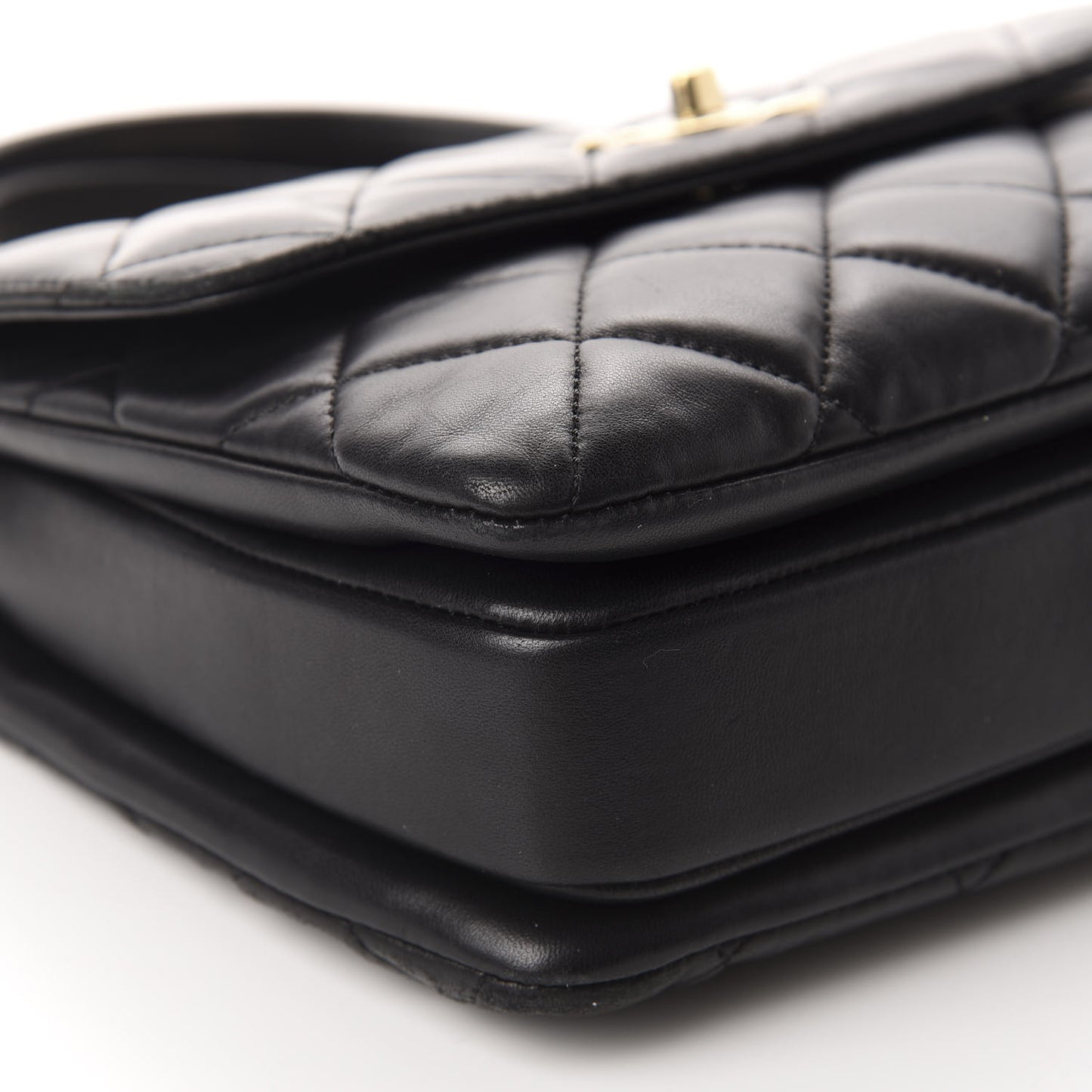 Lambskin Quilted Small Trendy CC Dual Handle Flap Bag Black