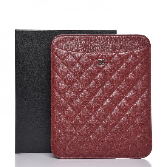Chanel Caviar Quilted iPad Case Dark Red 9 of 9