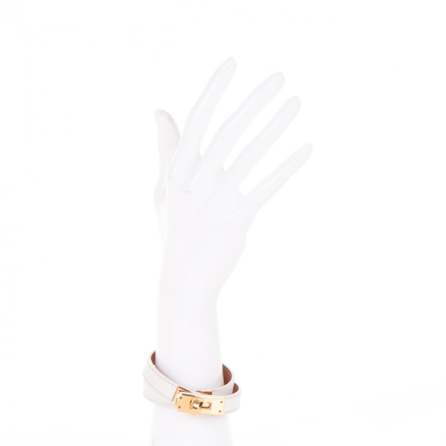 Epsom Kelly Double Tour Bracelet M White