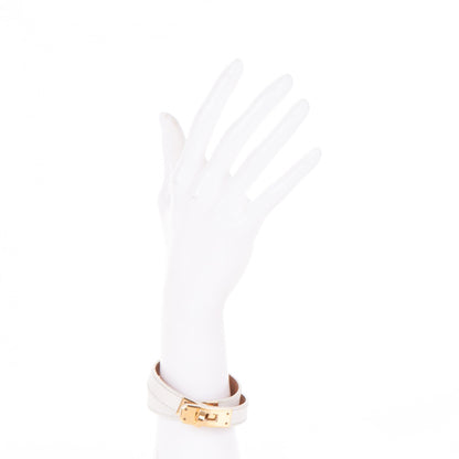 Hermes Epsom Kelly Double Tour Bracelet M White 2 of 7