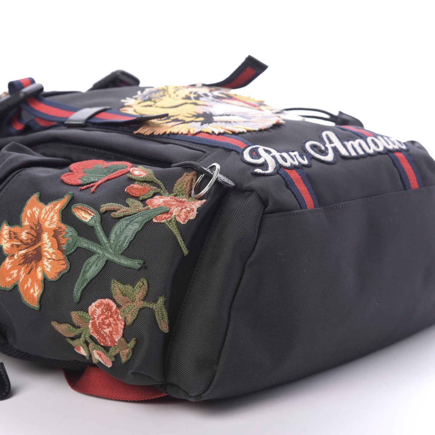 Techno Canvas Web L'Aveugle Par Amour Embroidered Double Buckle Backpack Black