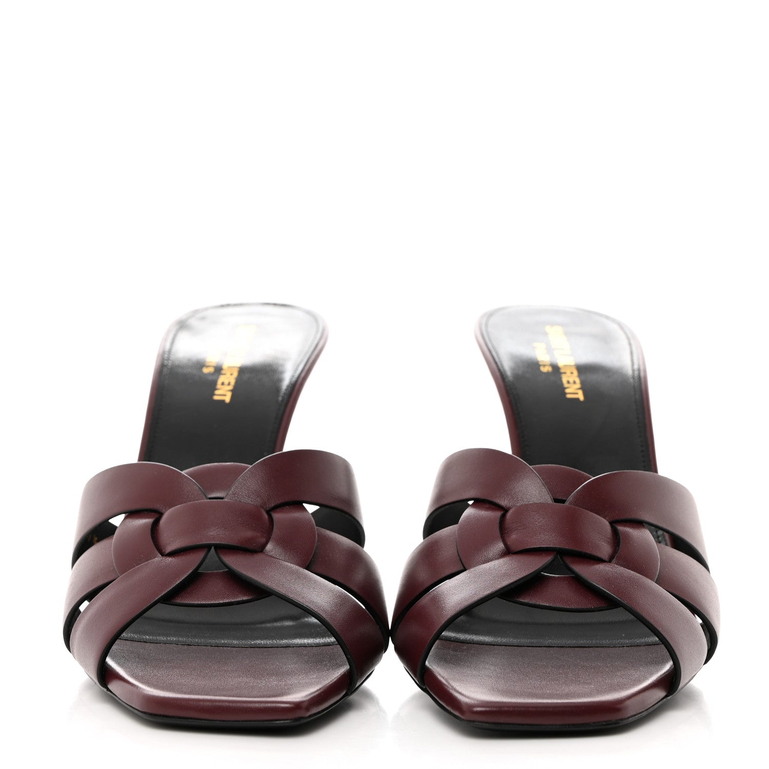 Saint Laurent Calfskin Tribute 85 Slide Sandals 40.5 Rouge Legion 2 of 9