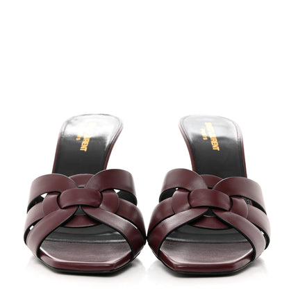 Saint Laurent Calfskin Tribute 85 Slide Sandals 40.5 Rouge Legion 2 of 9