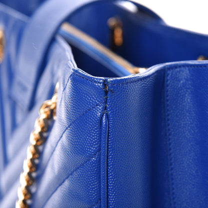 Saint Laurent Grain De Poudre Matelasse Chevron Monogram Shopping Bag Blue Majorelle 9 of 9