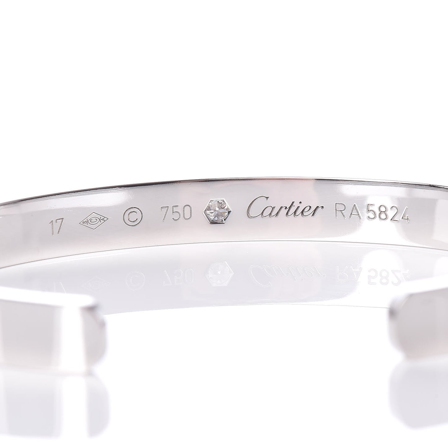 18K White Gold 1 Diamond LOVE Cuff Bracelet 17