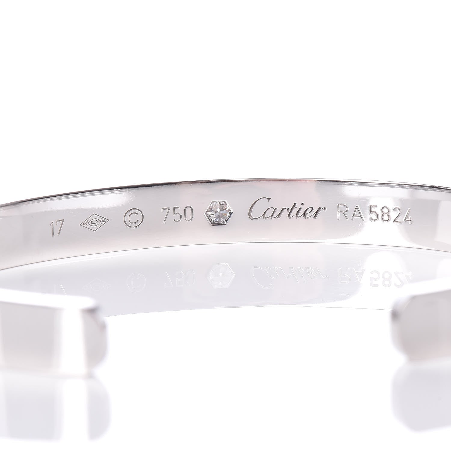 Cartier 18K White Gold 1 Diamond LOVE Cuff Bracelet 17 4 of 5
