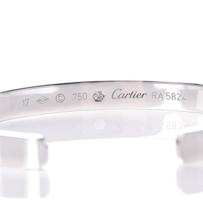 Cartier 18K White Gold 1 Diamond LOVE Cuff Bracelet 17 4 of 5