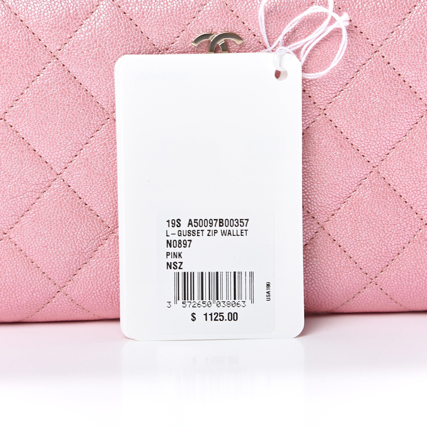 Chanel Iridescent Caviar Quilted Large Zip Around Wallet Pink 8 of 10