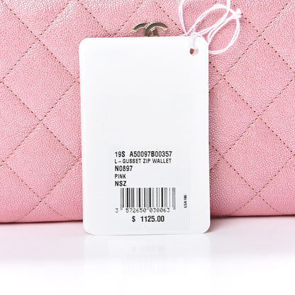 Chanel Iridescent Caviar Quilted Large Zip Around Wallet Pink 8 of 10