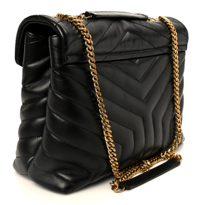 Saint Laurent Calfskin Y Quilted Monogram Medium Loulou Chain Satchel Black 3 of 11