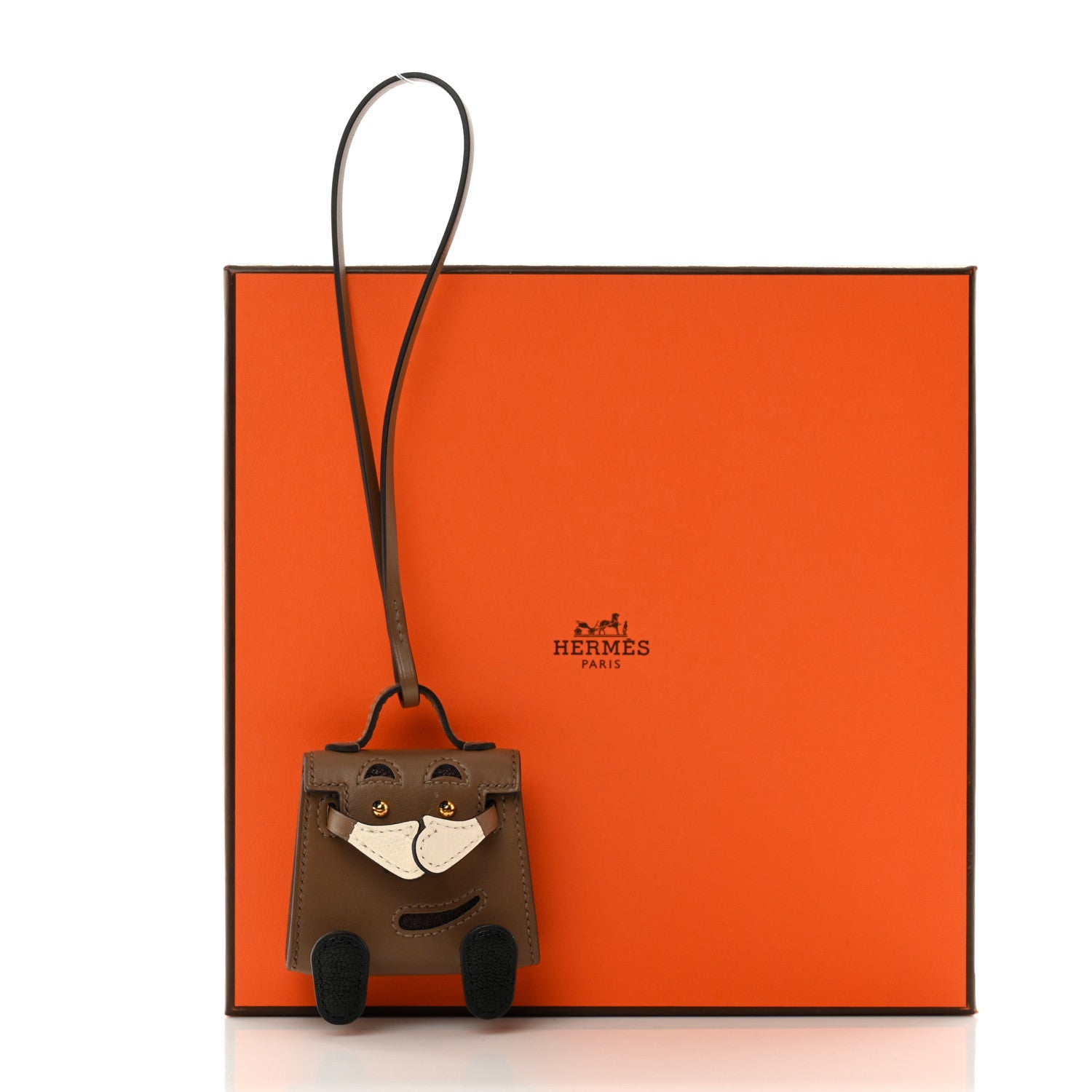 Hermes Tadelakt Chevre Mysore Kelly Quelle Idole Bag Charm Etoupe Nata Black 10 of 10