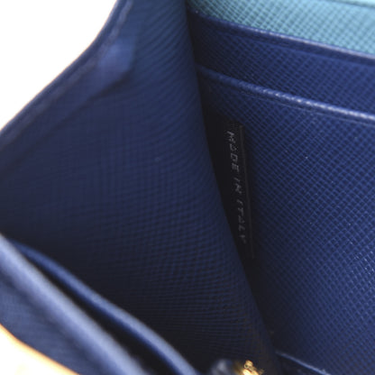 Prada Saffiano Metal Continental Flap Travel Wallet Bluette 7 of 9