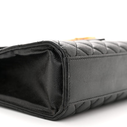 Saint Laurent Grain De Poudre Textured Mixed Matelasse Large Triquilt Monogram Satchel Black 9 of 12