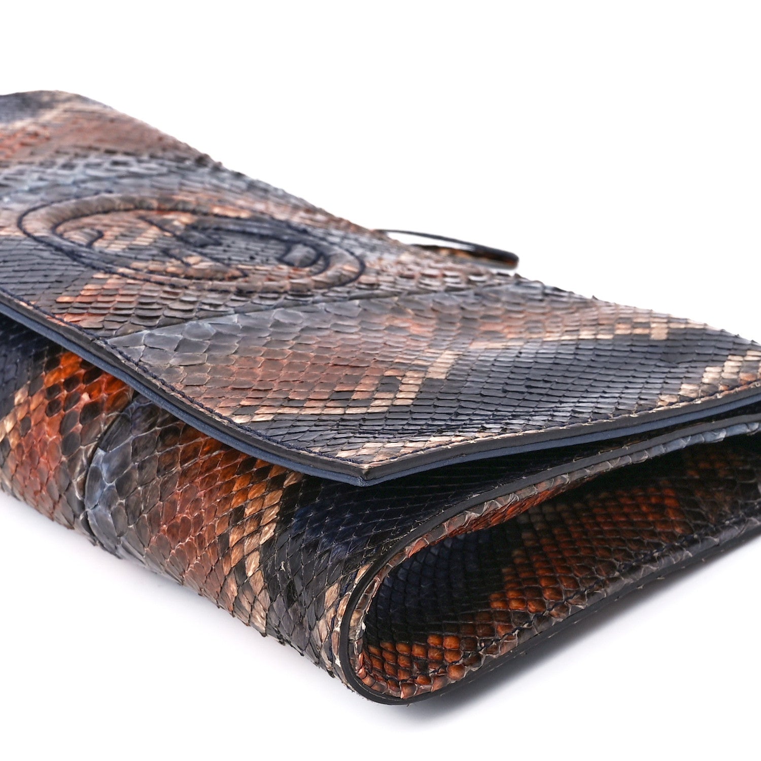 Gucci Snakeskin Medium Soho Clutch Blue Sienna 12 of 12